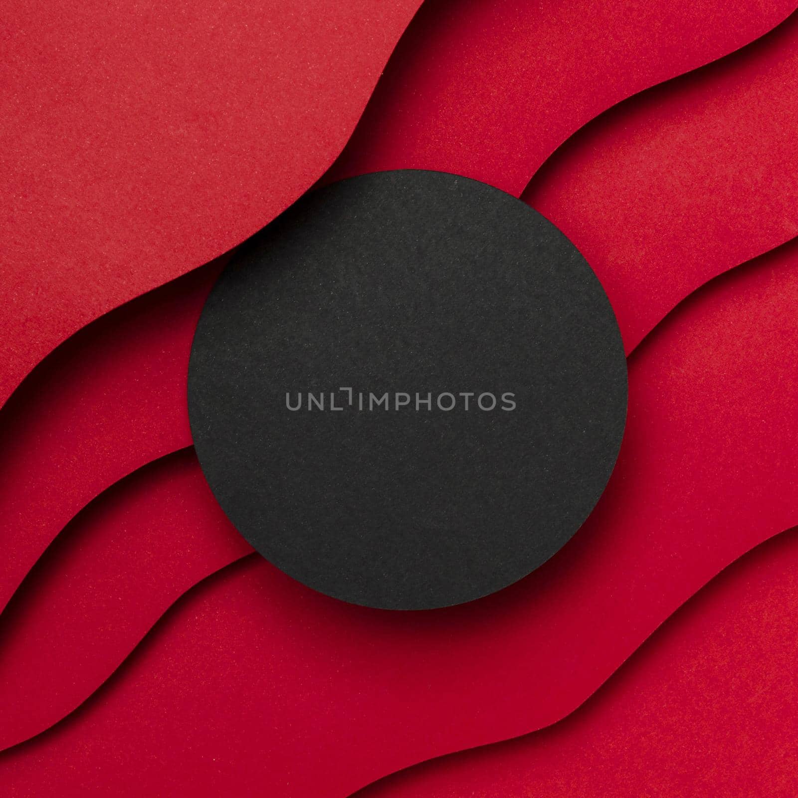 black empty circle wavy layers red background. High quality beautiful photo concept by Zahard