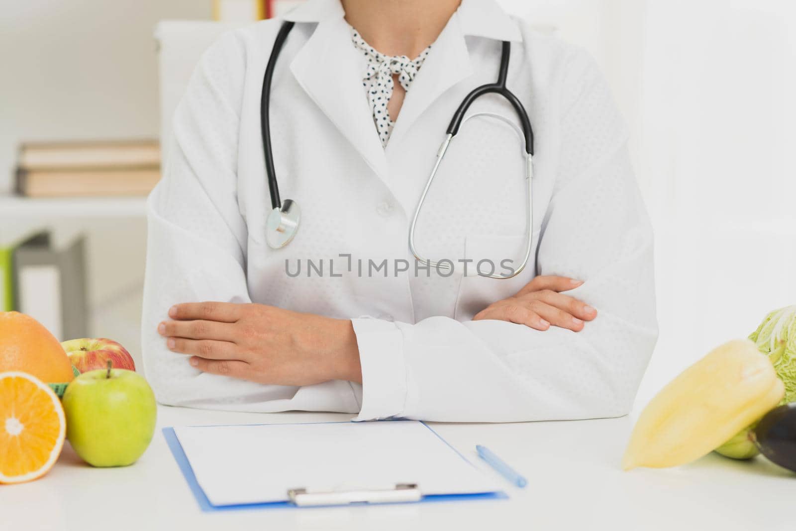 close up doctor with stethoscope fruits. Resolution and high quality beautiful photo