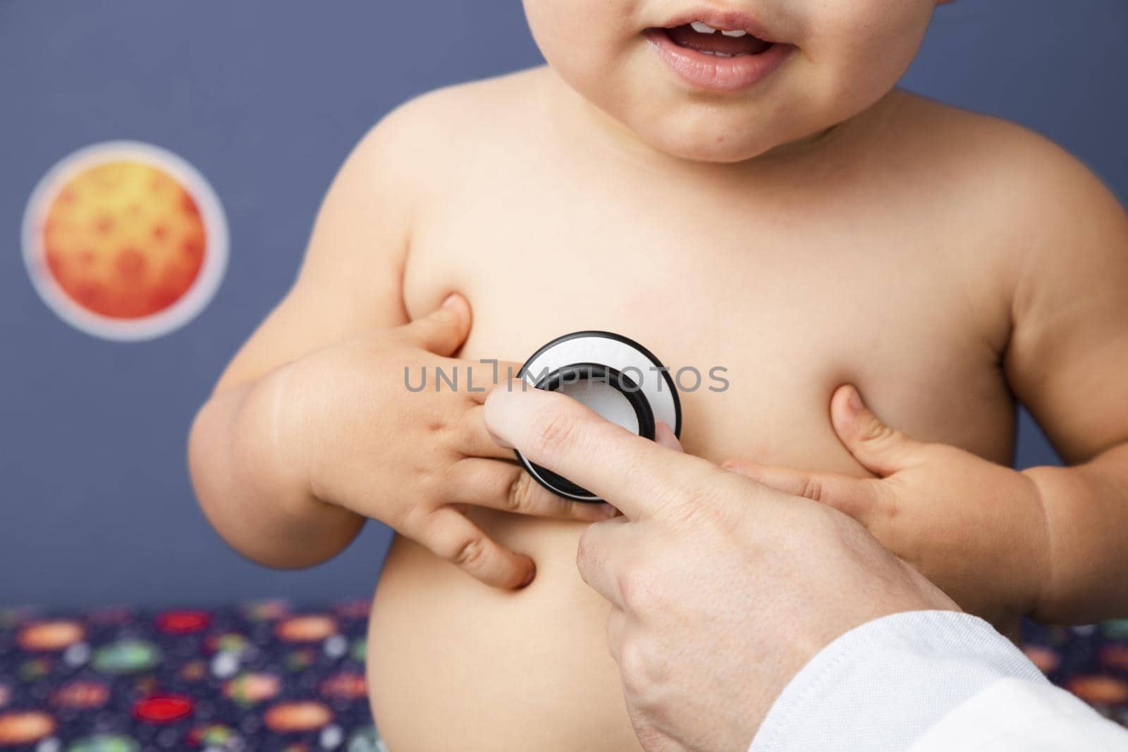 close up baby examination with stethoscope. Resolution and high quality beautiful photo