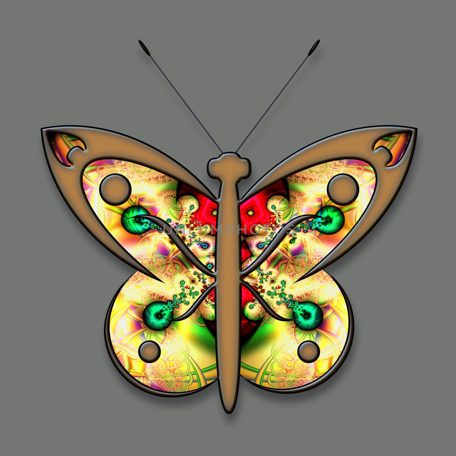 3D illustration of colorful butterfly by stocklady