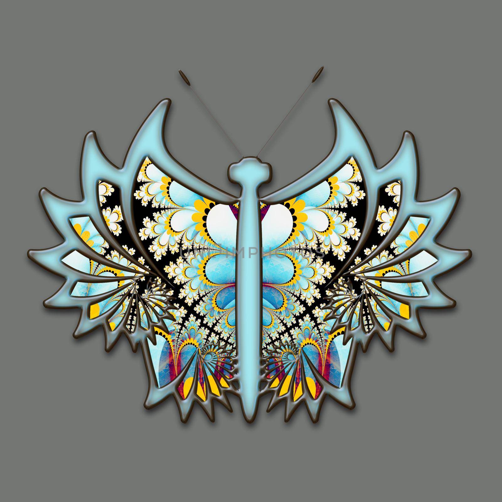 3D illustration of colorful butterfly by stocklady