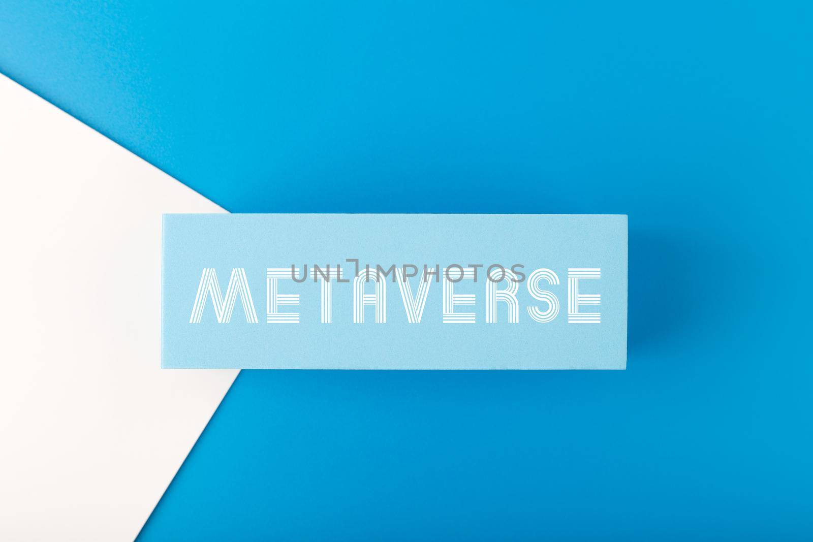 Metaverse modern minimal concept in monochromatic blue color by Senorina_Irina