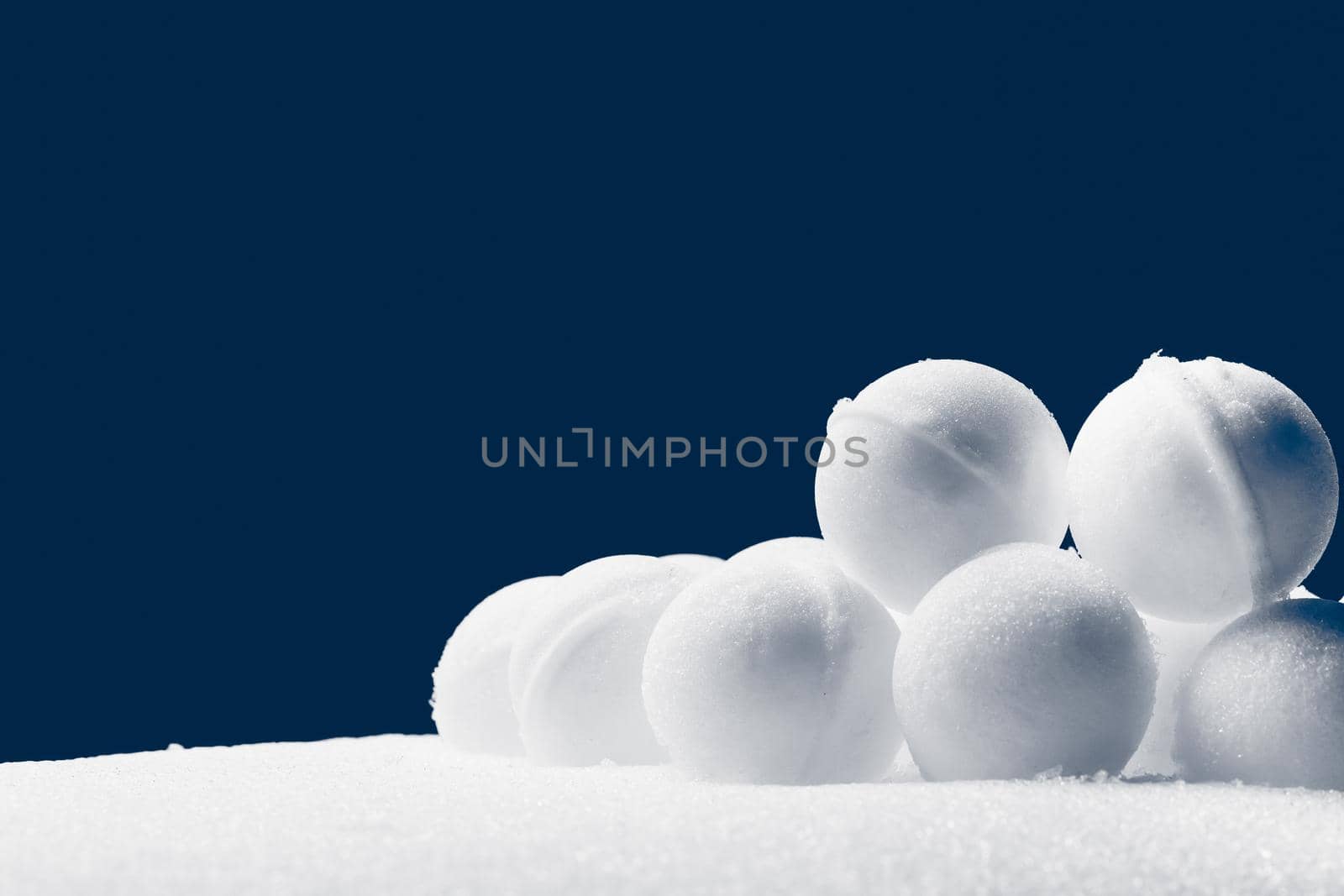 snowballs are ready for battle, close-up view