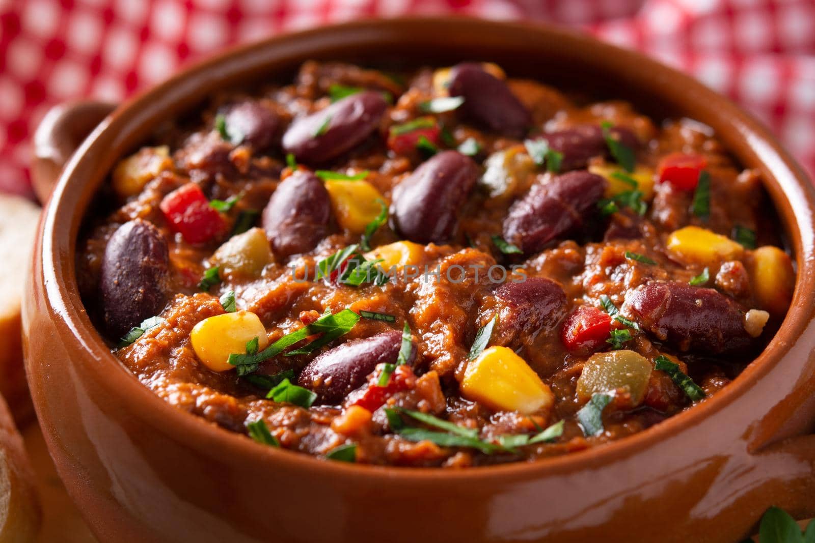 Traditional mexican tex mex chili con carne in a bowl by chandlervid85