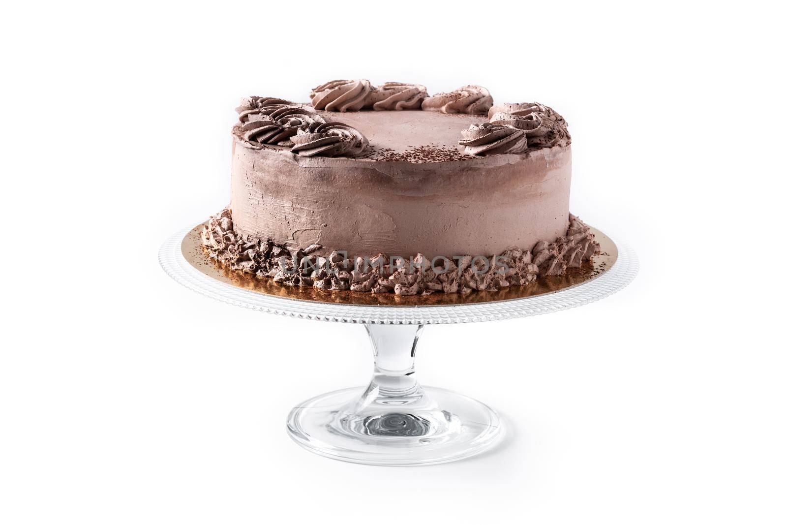 Chocolate truffle cake isolated on white background
