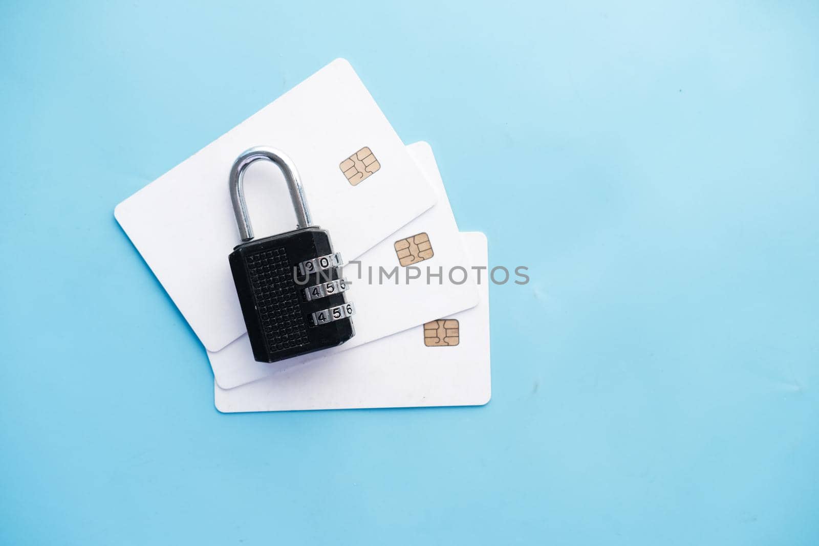 padlock on credit card, Internet data privacy information security concept by towfiq007