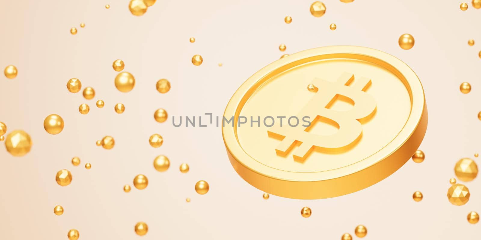 Bitcoin crypto currency gold coin, e-commerce investment concept, 3d render on beige background by Frostroomhead