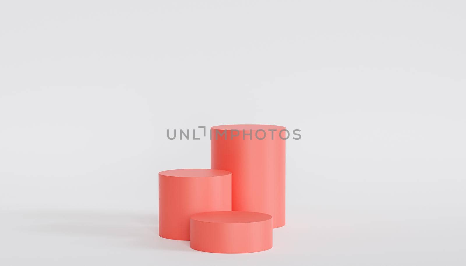 Red podiums or pedestals for products or advertising on white background, 3d render by Frostroomhead