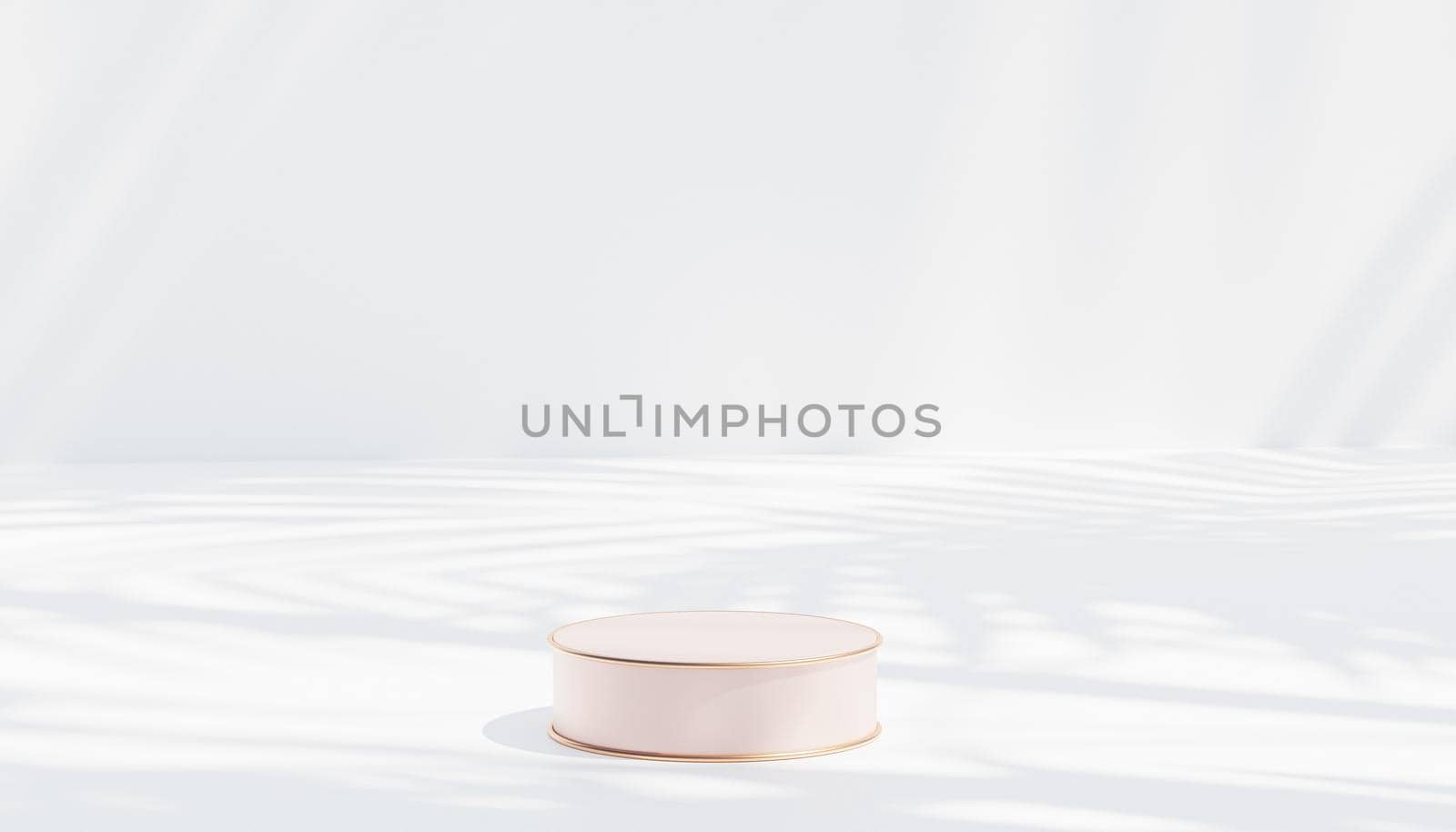 Beige luxury podium or pedestal for products or advertising on white background, 3d render by Frostroomhead