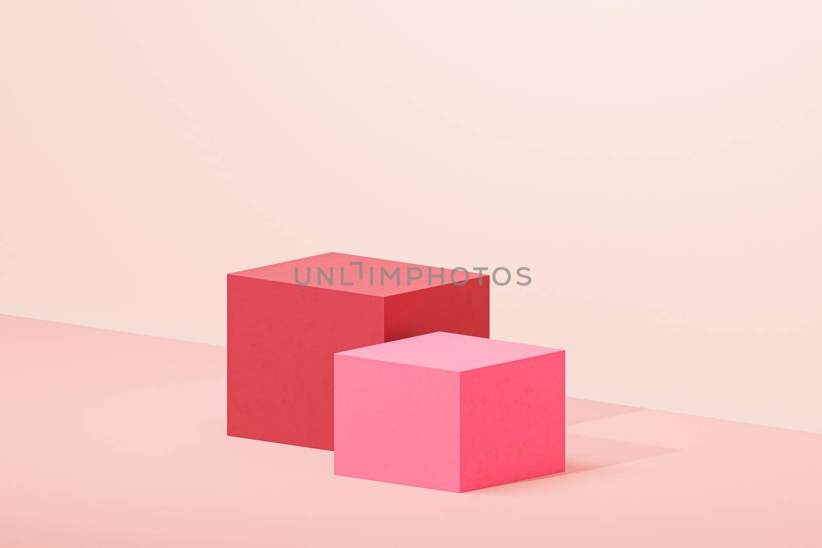 Cube podiums or pedestals for products or advertising on pastel beige background, 3d render by Frostroomhead