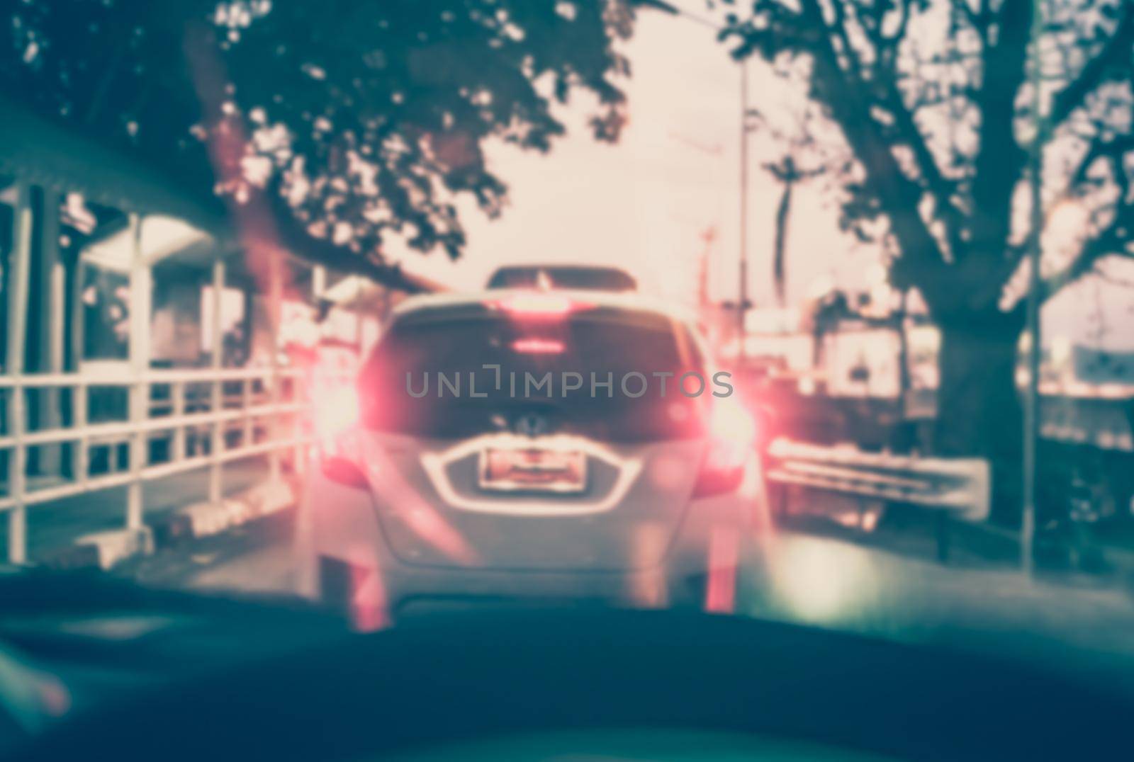 Vintage Style - blurred luxury car on road. by Benzoix