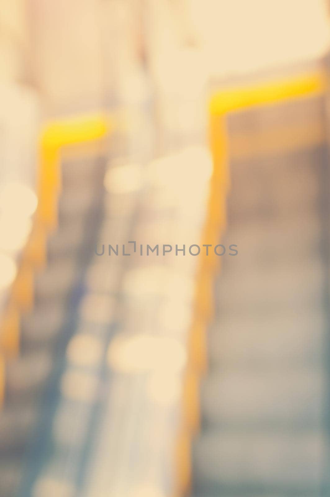 Vintage Style - Abstract escalator of shopping mall, shallow depth of focus.