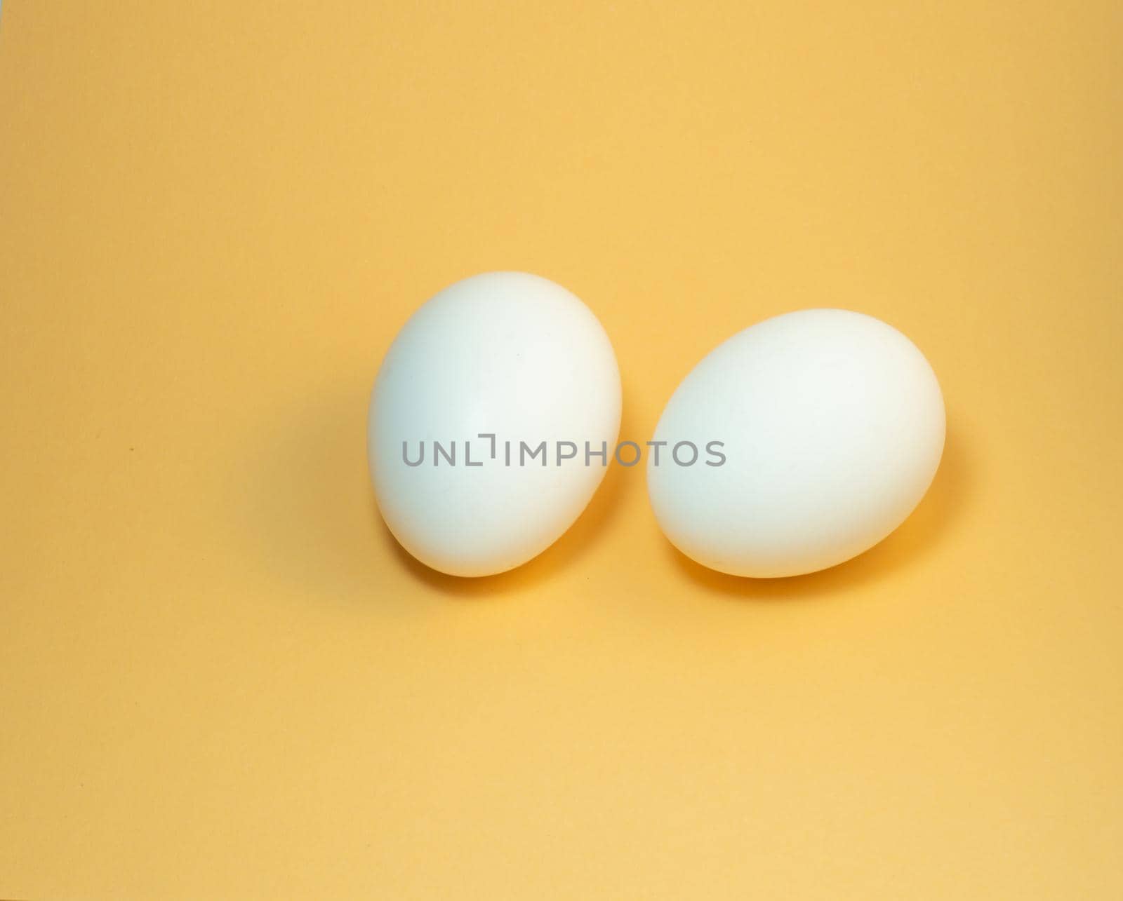 two eggs on a yellow background.  by Puludi