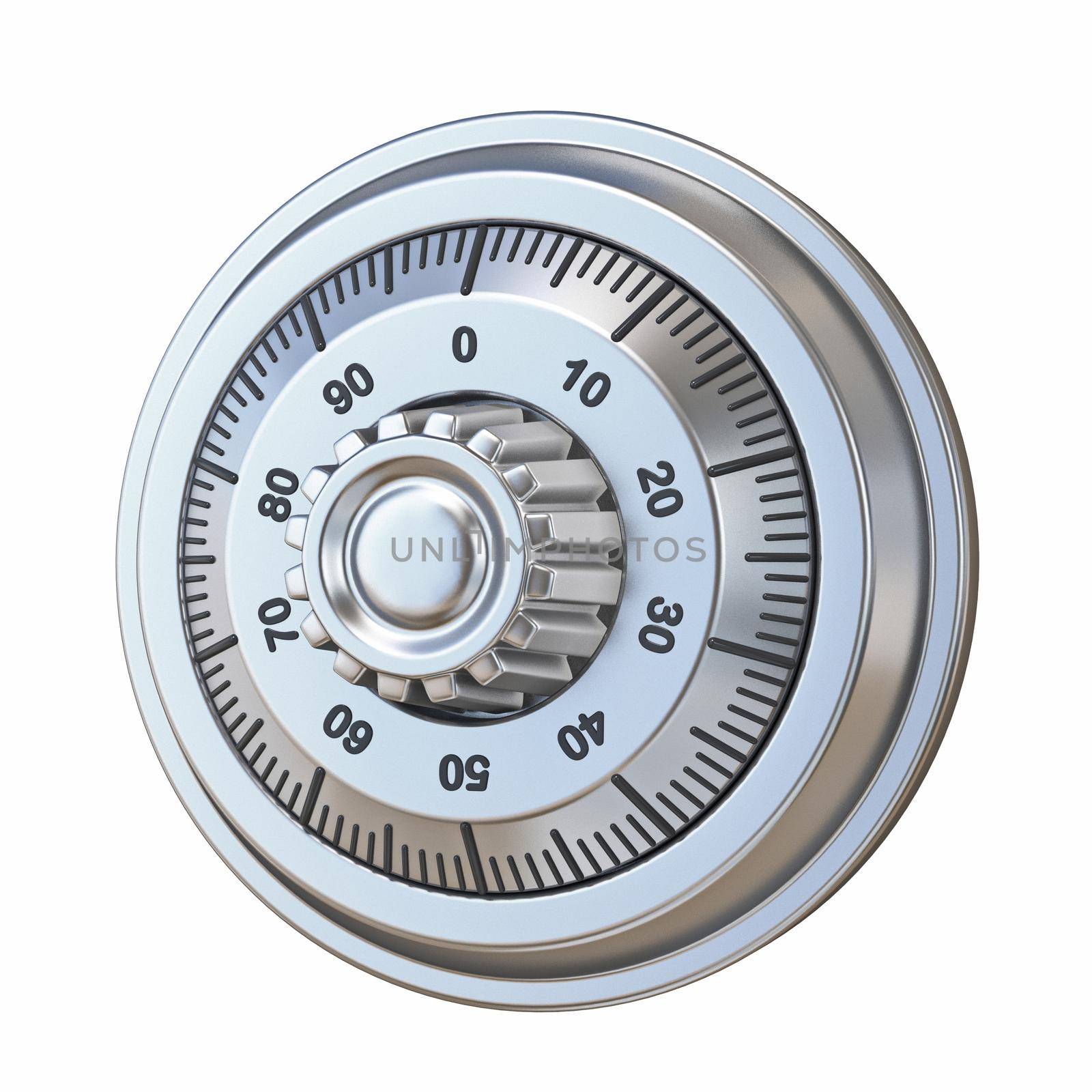 Safe lock 3D rendering illustration isolated on white background