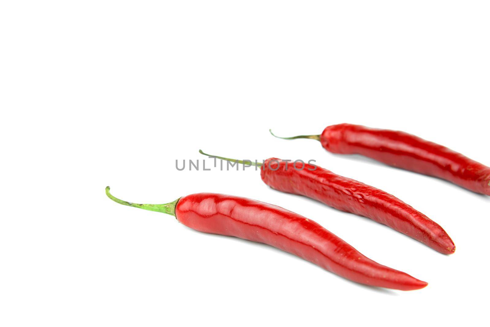 Red chili on white background. Food and vegetable concept.