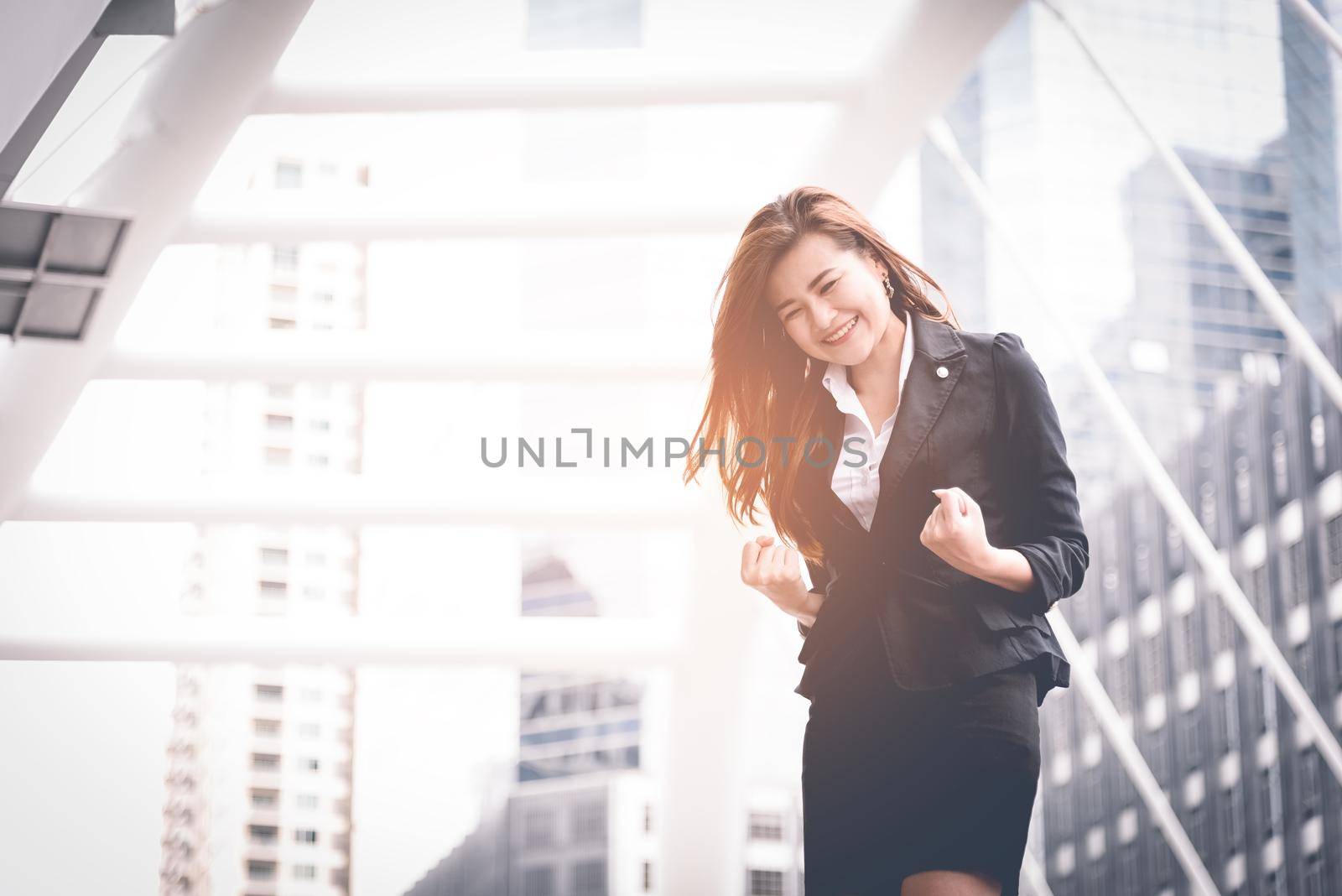 Young businessman happy mood at outdoor, Business concept, Happiness concept, Beauty concept, copy space