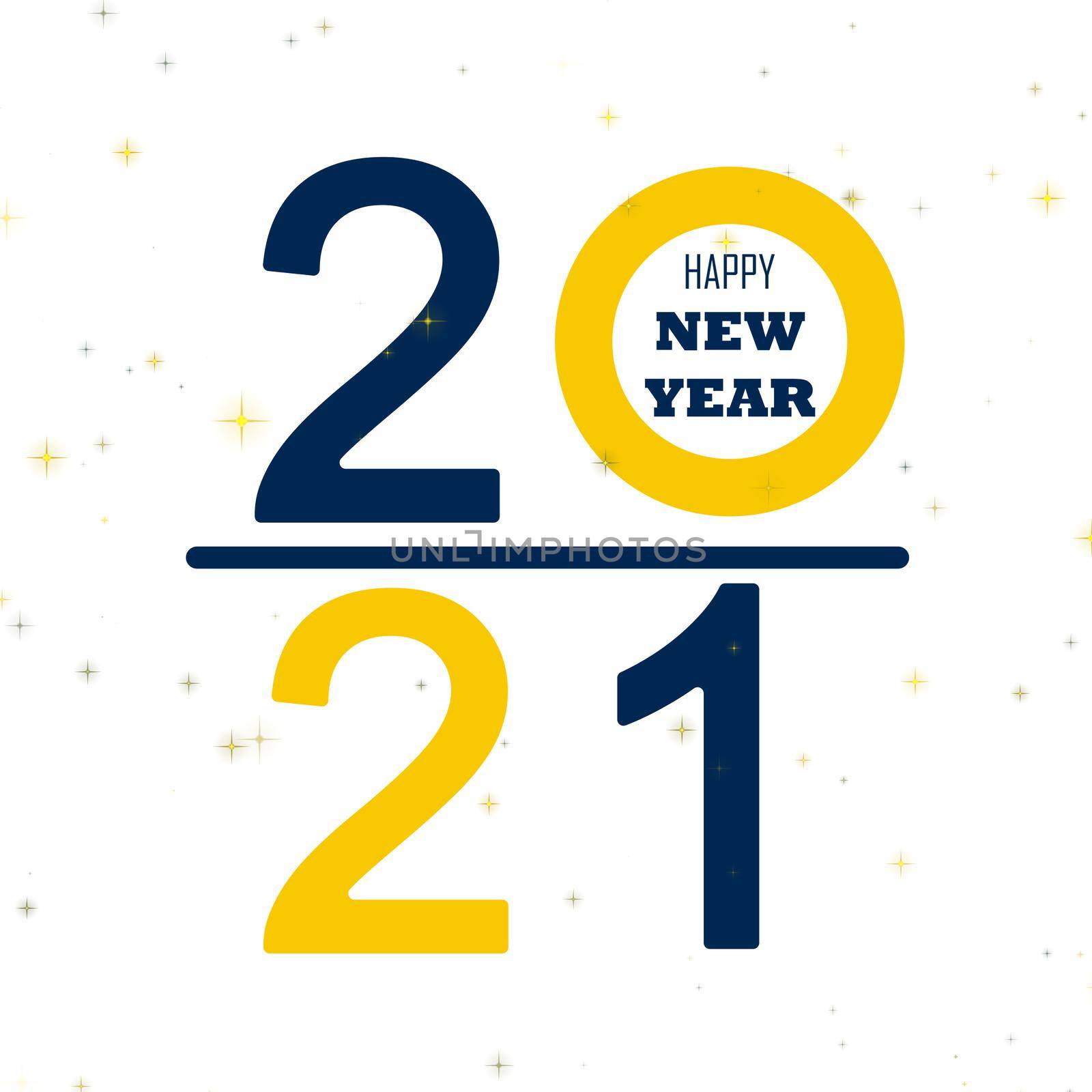 Happy New year 2021 alphabet text on isolated white background. Typography font graphic desgin. Graphic design illustration