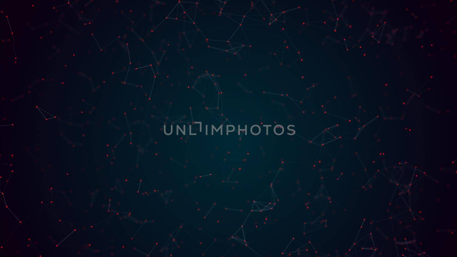 3D Abstract plexus red dot flying wireframe network and on blue space  background with white line. Security futuristics computer and science concept. Abstract technology. 3D illustration rendering