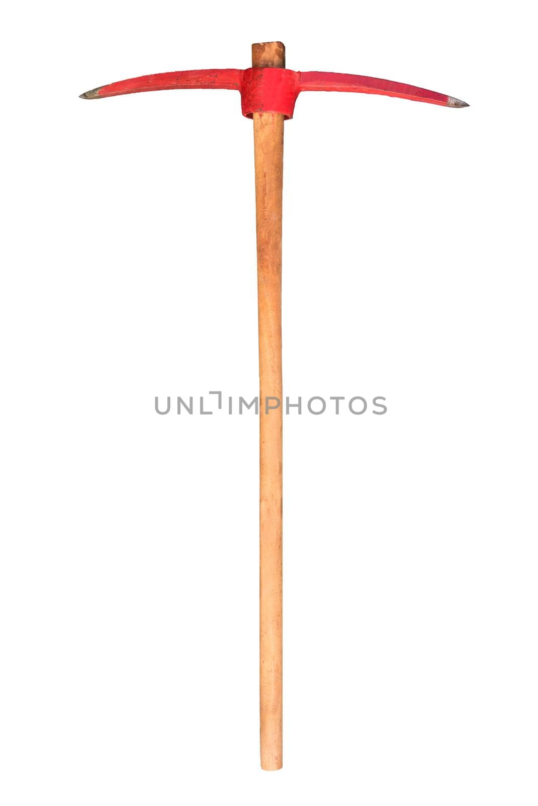 Pick axe on isolated white background. Pickaxe or Mattock object. Agricultural tools and construction concept by MiniStocker