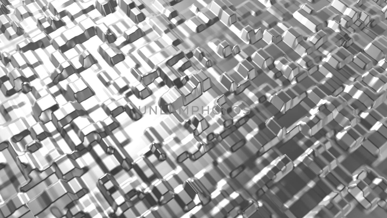 Abstract chrome stainless textured background. Industry and material concept. 3D illustration graphic design. Surface and shape transformation process concept.
