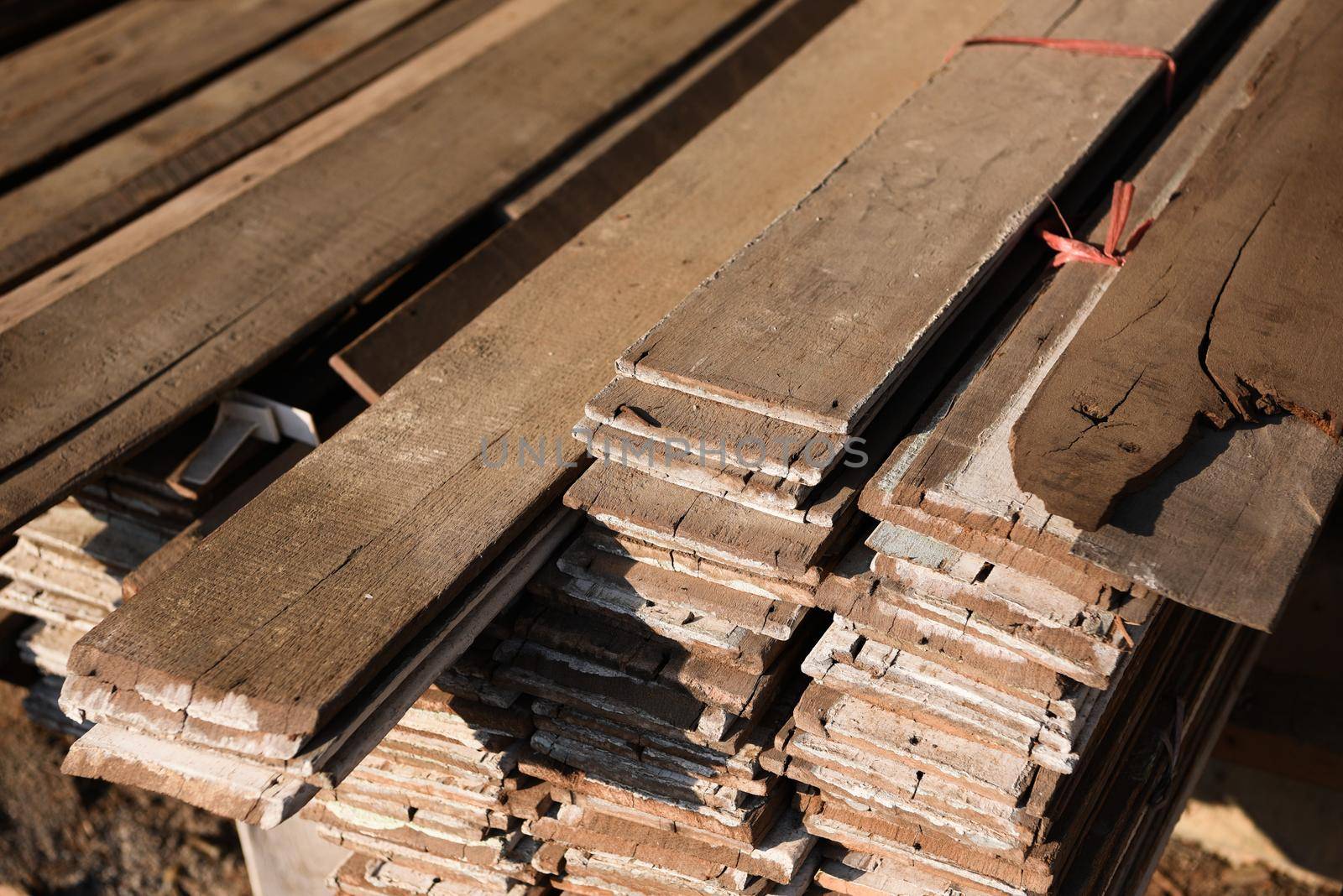 Lumber mill with full of cutting woods warehouse. Factory and production. Environment industry and structure concept.