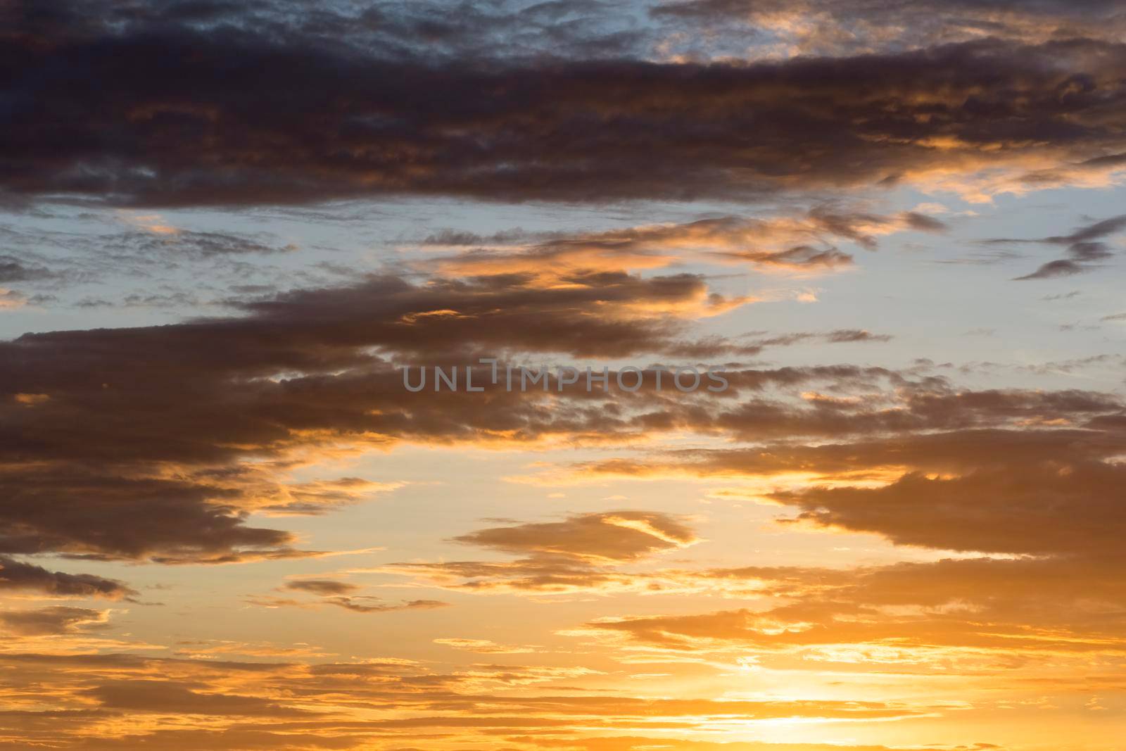 Golden Twilight dawn sky before sunset, Sky background, Nature concept