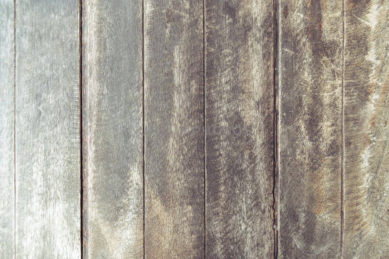 Closeup of old brown wooden plank texture background. Wallpaper backdrop. Abstract wood floor and wall structure. Top view angle. Vertical pattern