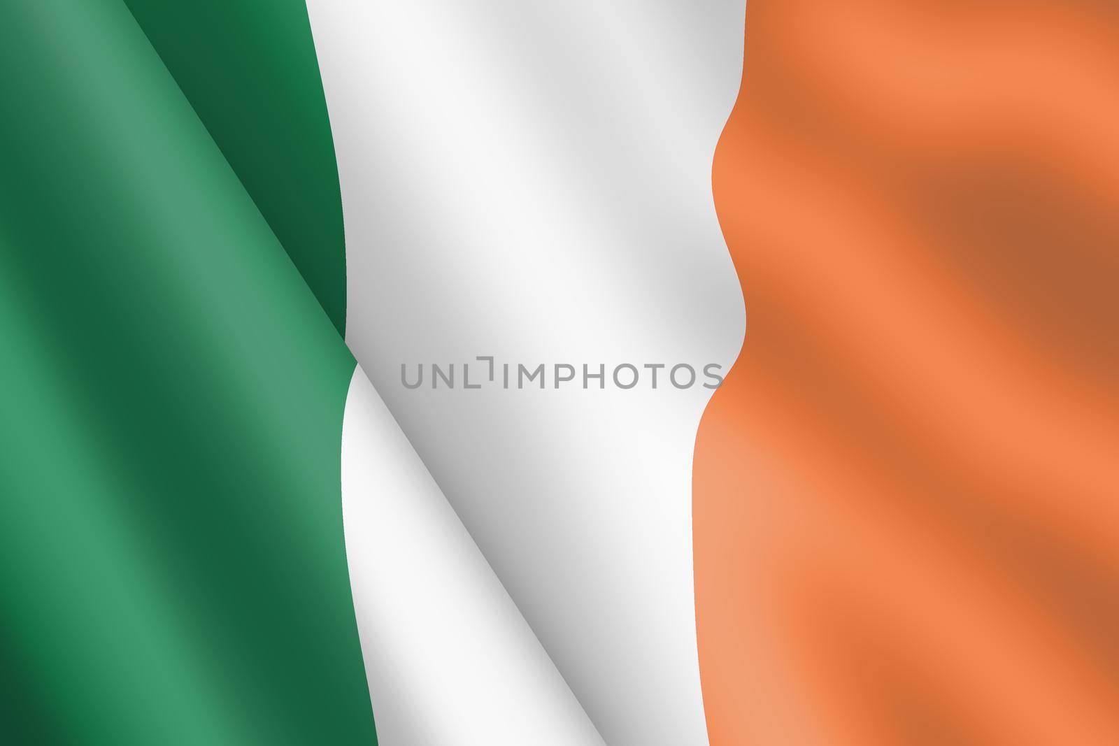A Republic of Ireland waving flag 3d illustration wind ripple