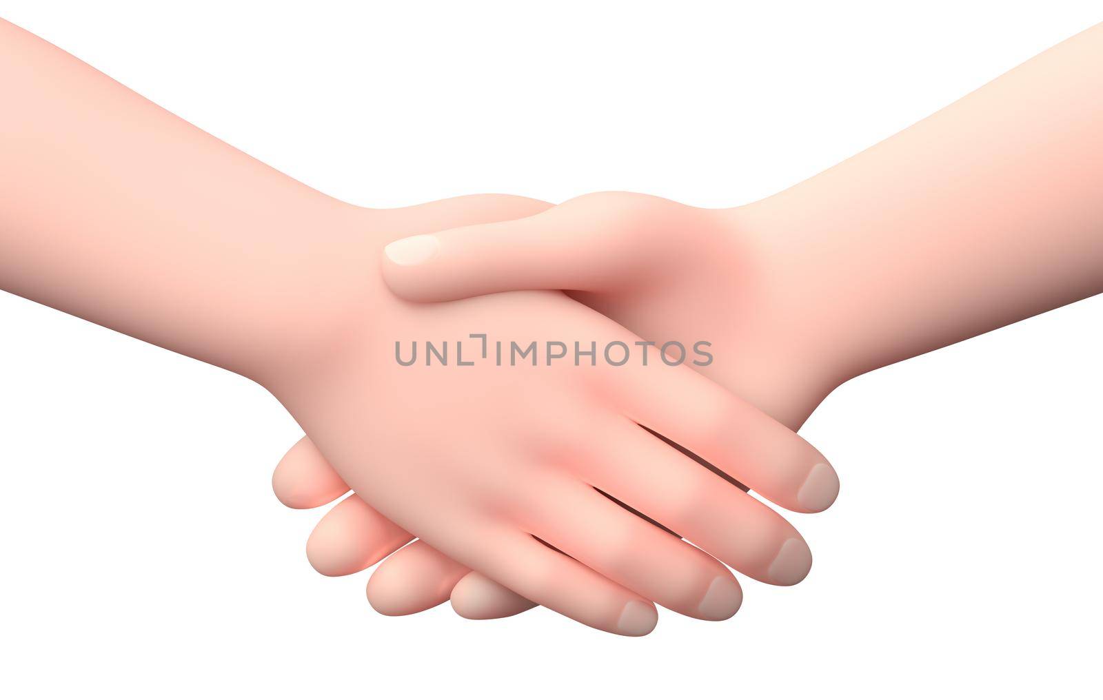 Handshake Gesture. 3D Cartoon Character. Isolated on White by make