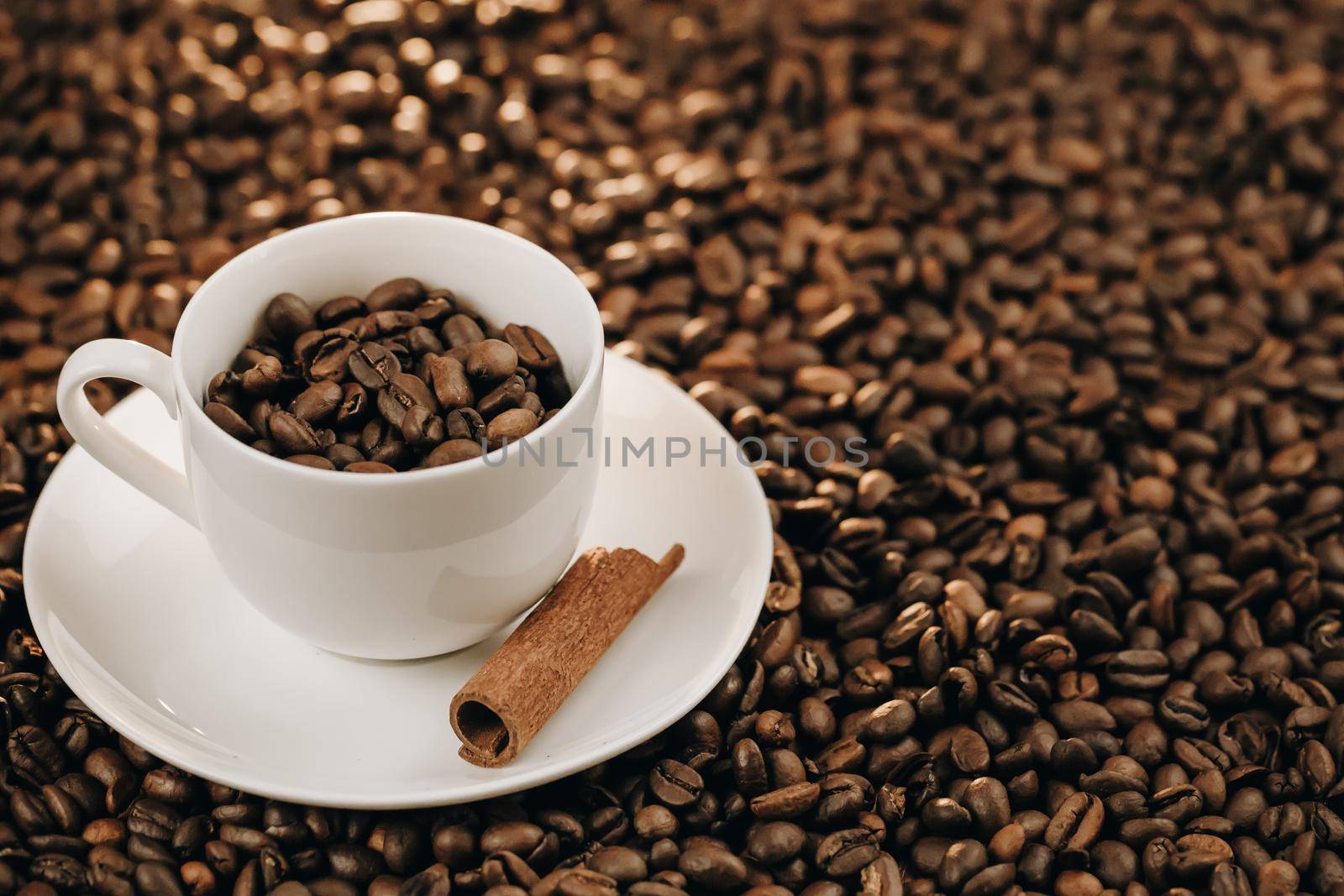 Cup of coffee with cinnamon. Cup of coffee isolated