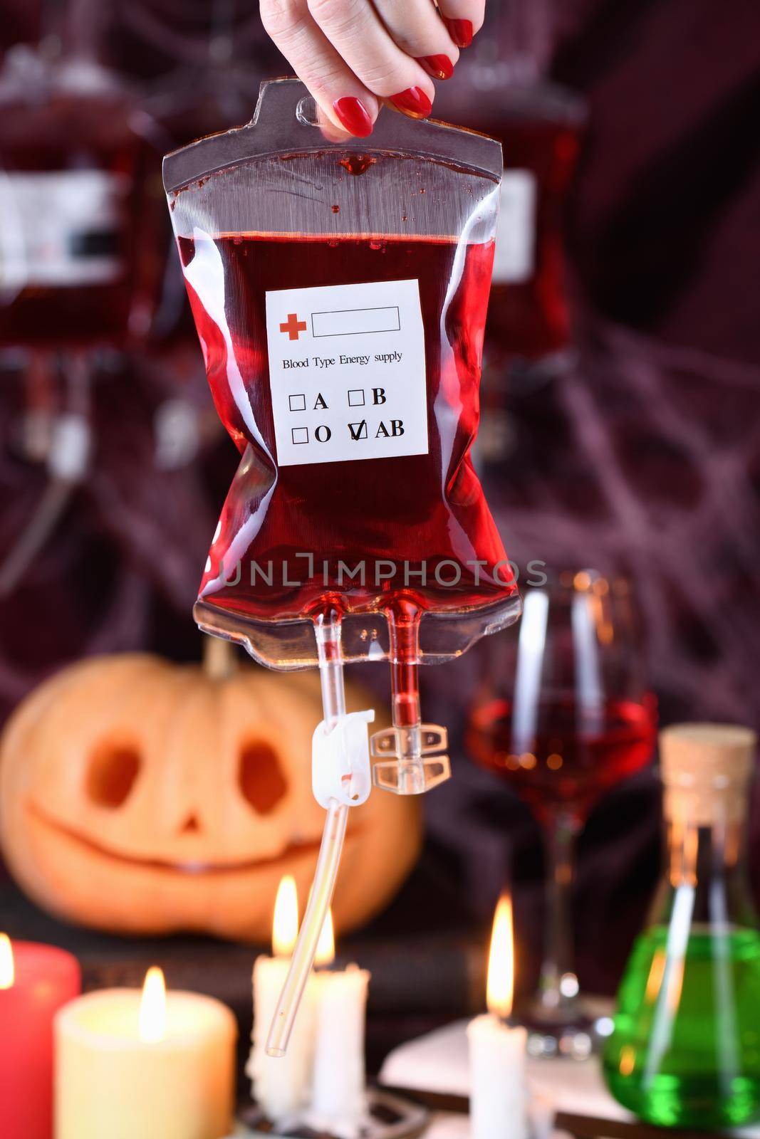 Blood bag, original vampire Halloween party cocktail serving idea