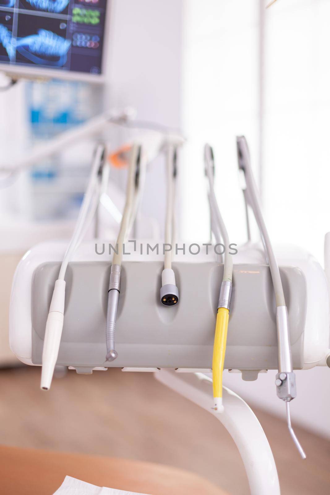 Professional medical stomatology teeth drill prepared for dentistry surgery by DCStudio