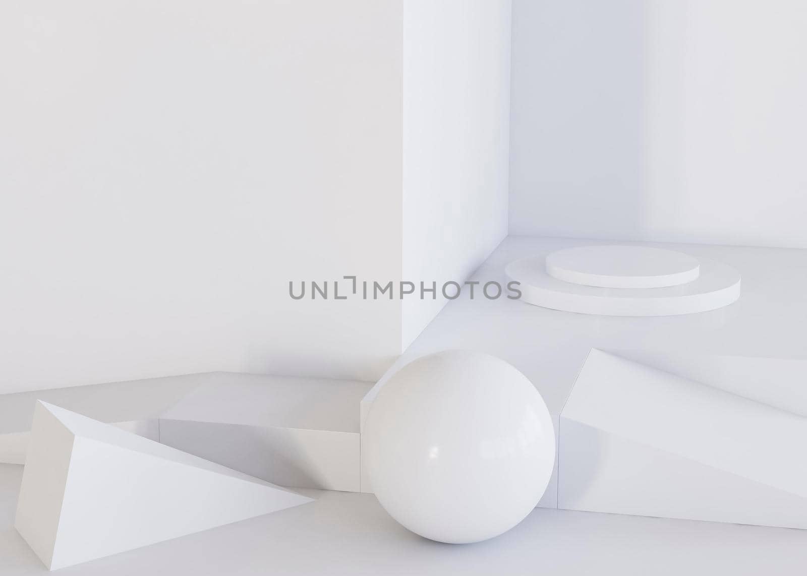 white ball geometric shapes background. High resolution photo
