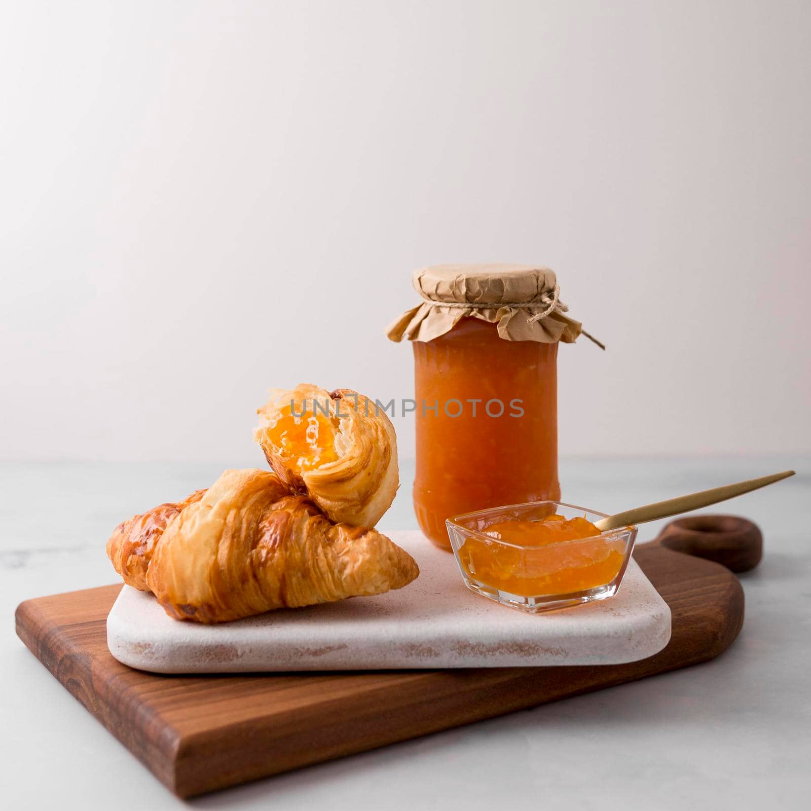 french croissant breakfast jam. High quality photo by Zahard