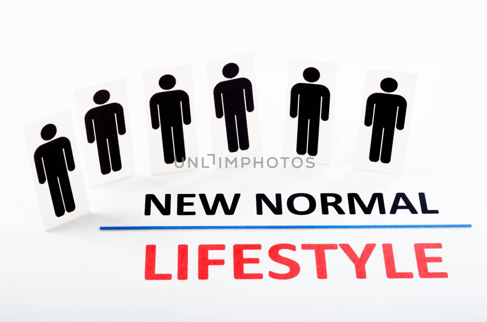 New normal lifestyle text with paper cut human. Life after pandemic concept.