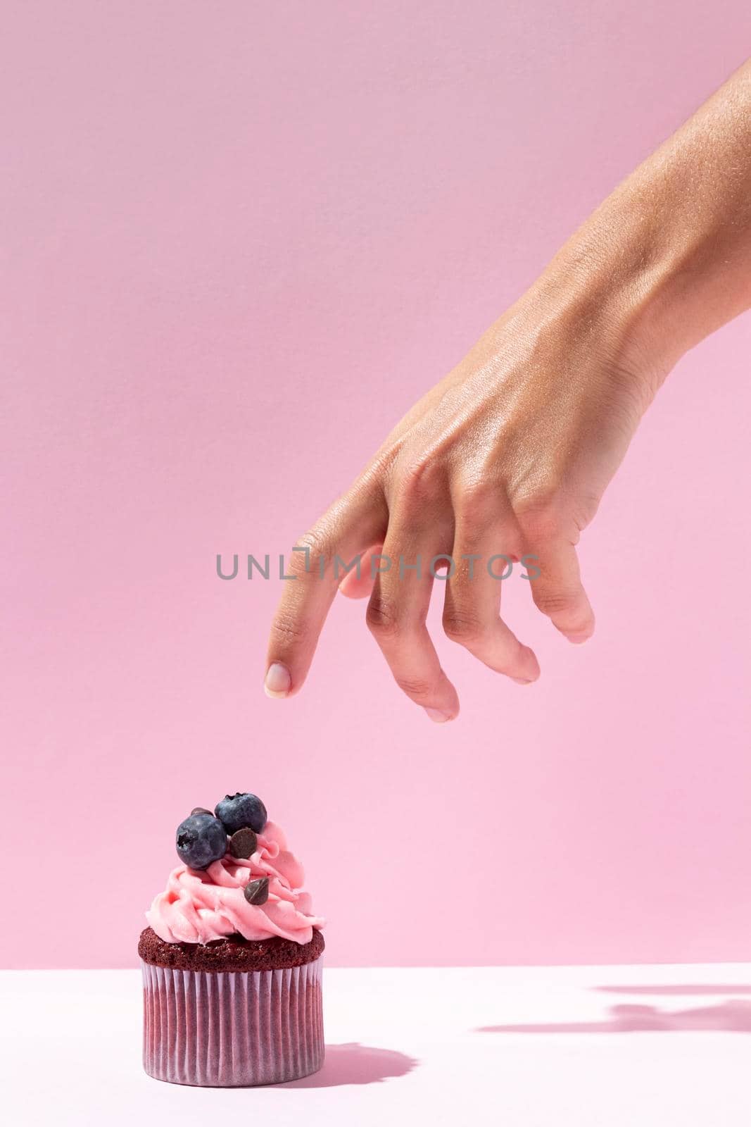 hand tasty cupcake. High resolution photo