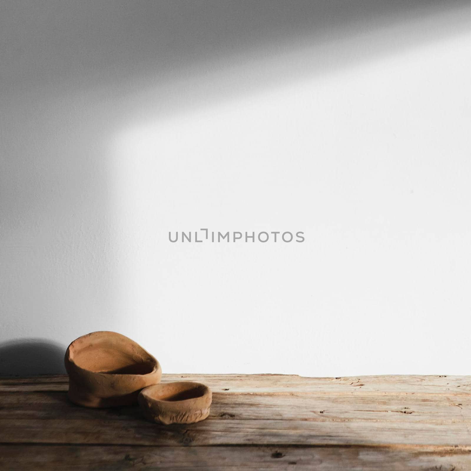 abstract minimal concept objects shadows wooden table. High resolution photo