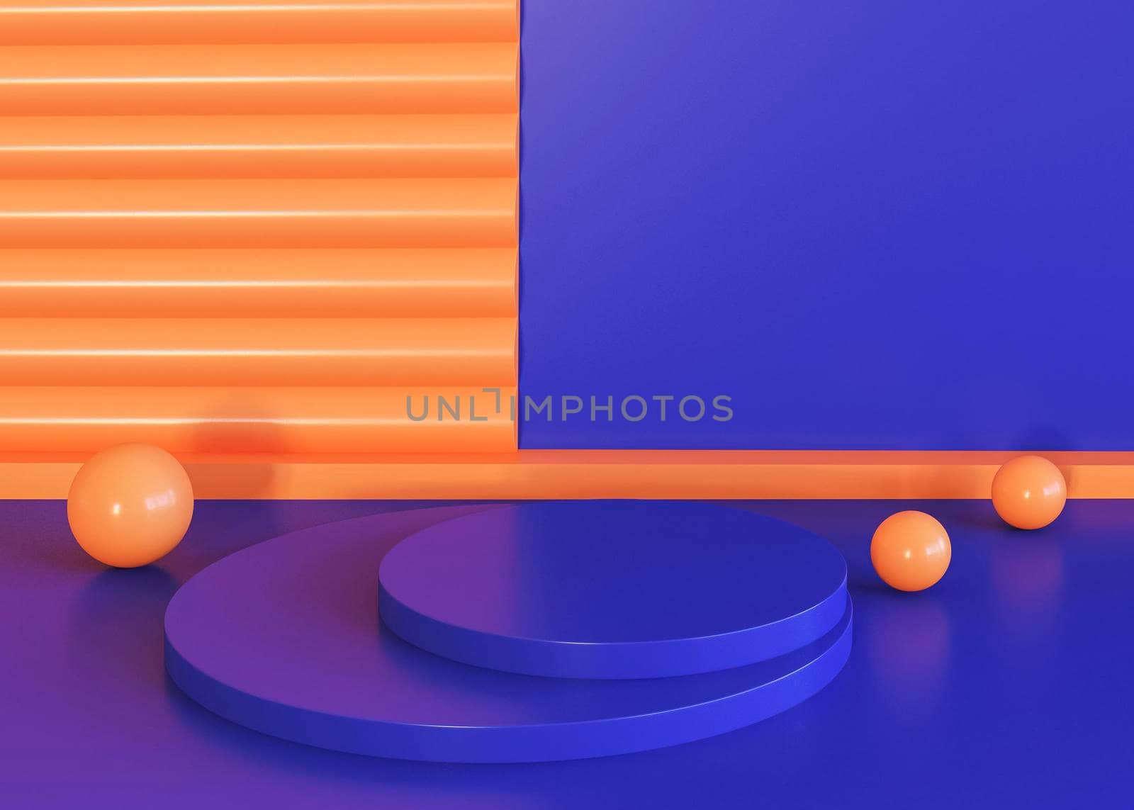 geometric shapes background blue orange tones. High resolution photo