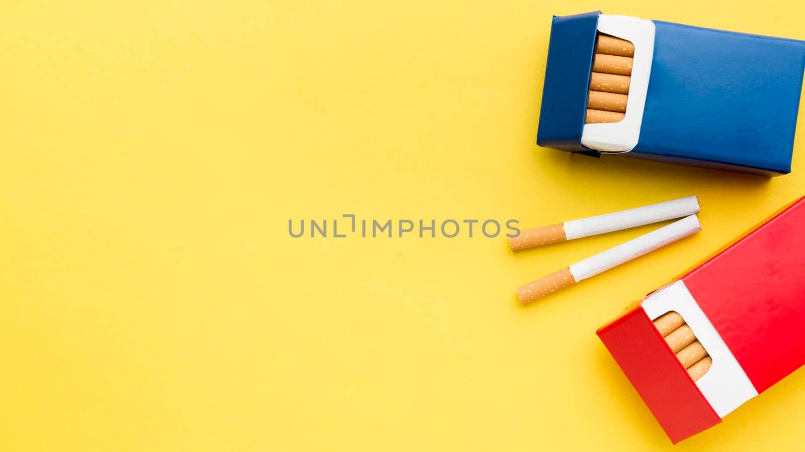 top view packs cigarettes. High resolution photo