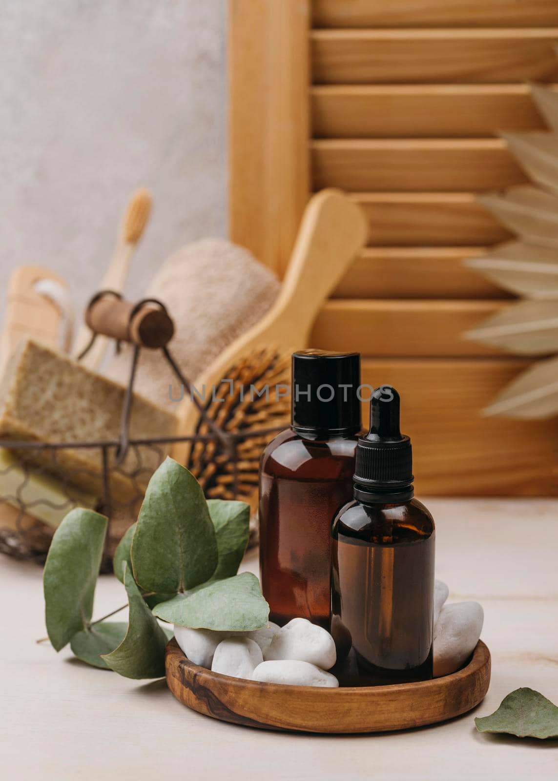 organic body oil hair brush. High resolution photo