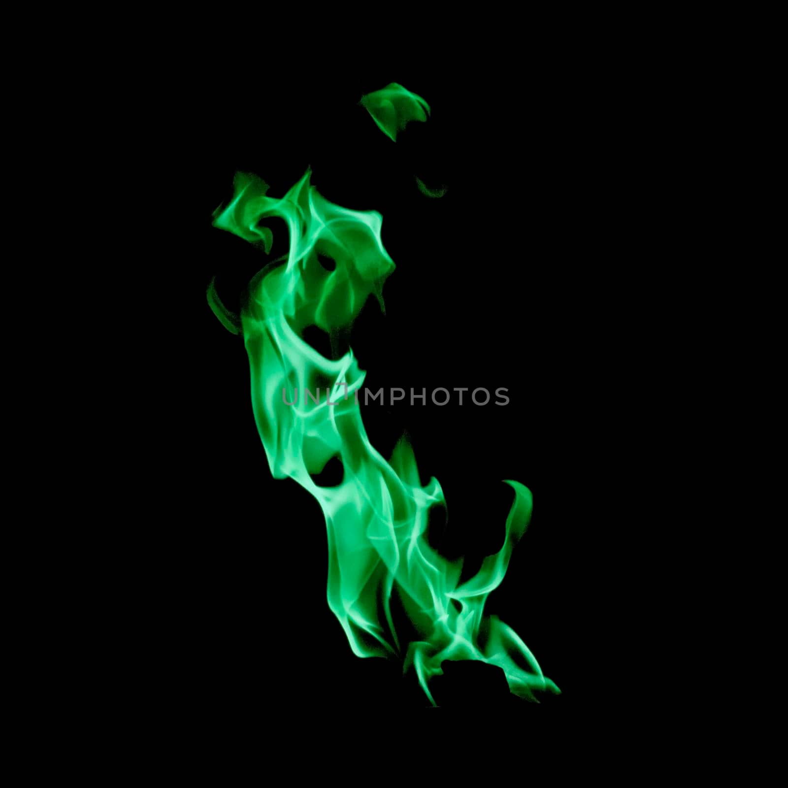 small blaze green fire. High quality photo by Zahard