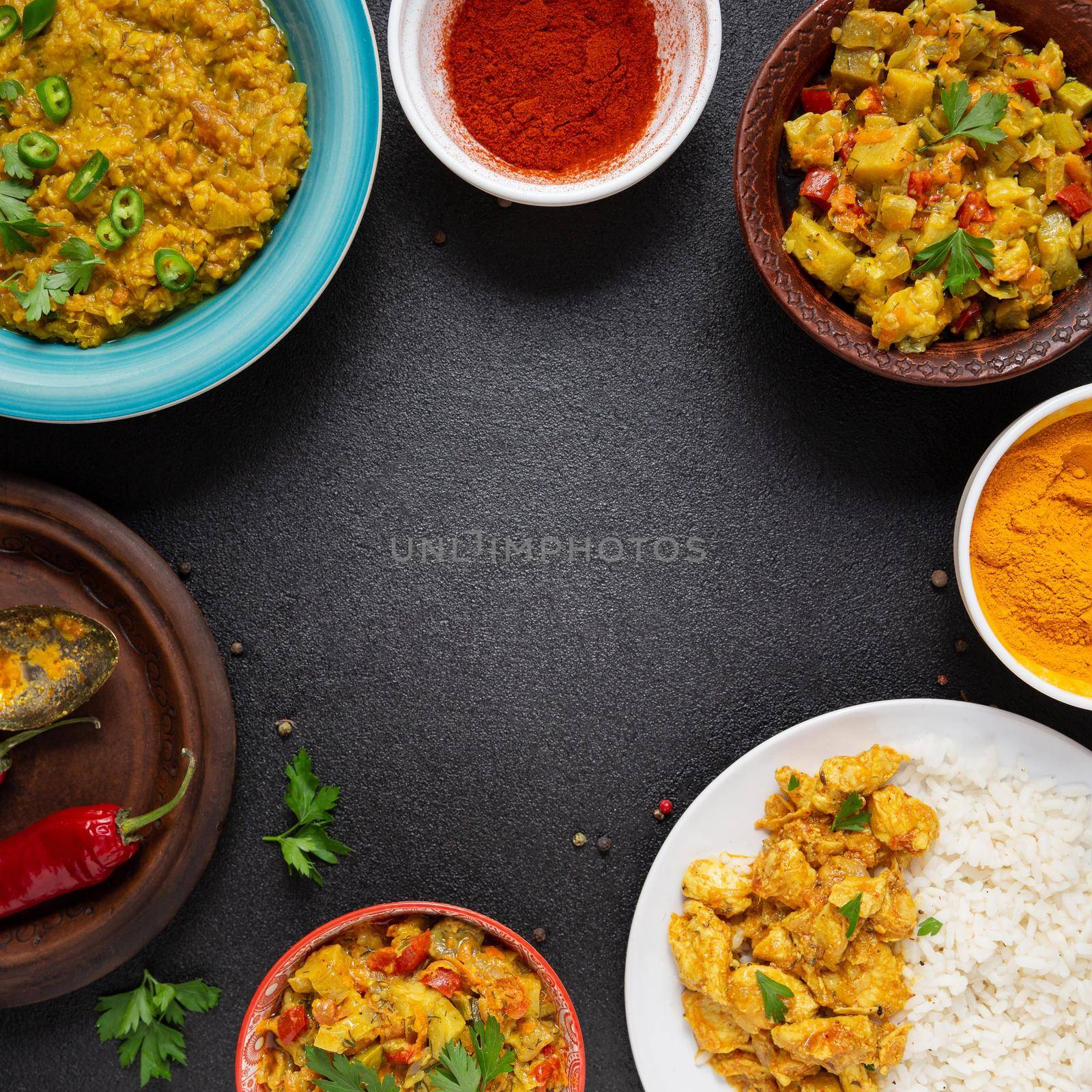 indian circular food frame. High resolution photo