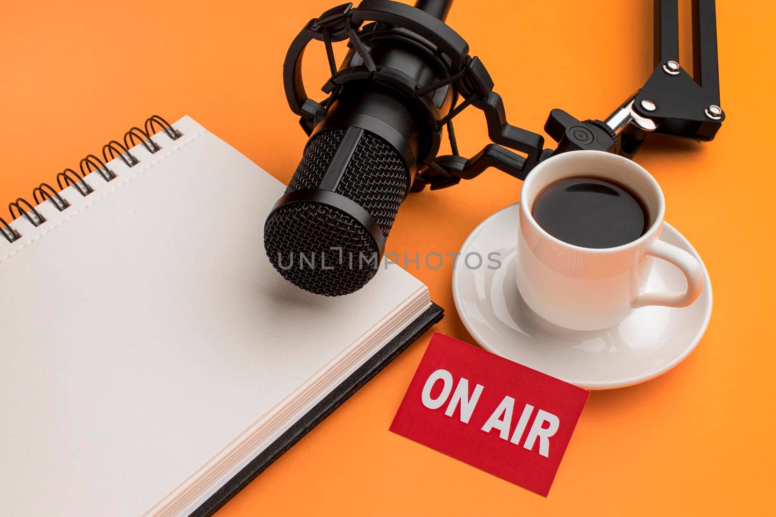high view morning air radio stream coffee. High resolution photo