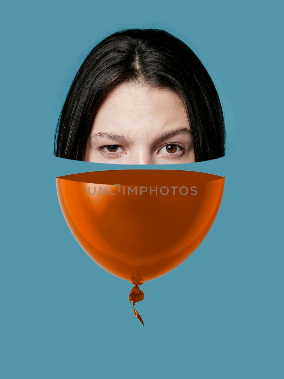 collage half balloon half face. High quality photo by Zahard