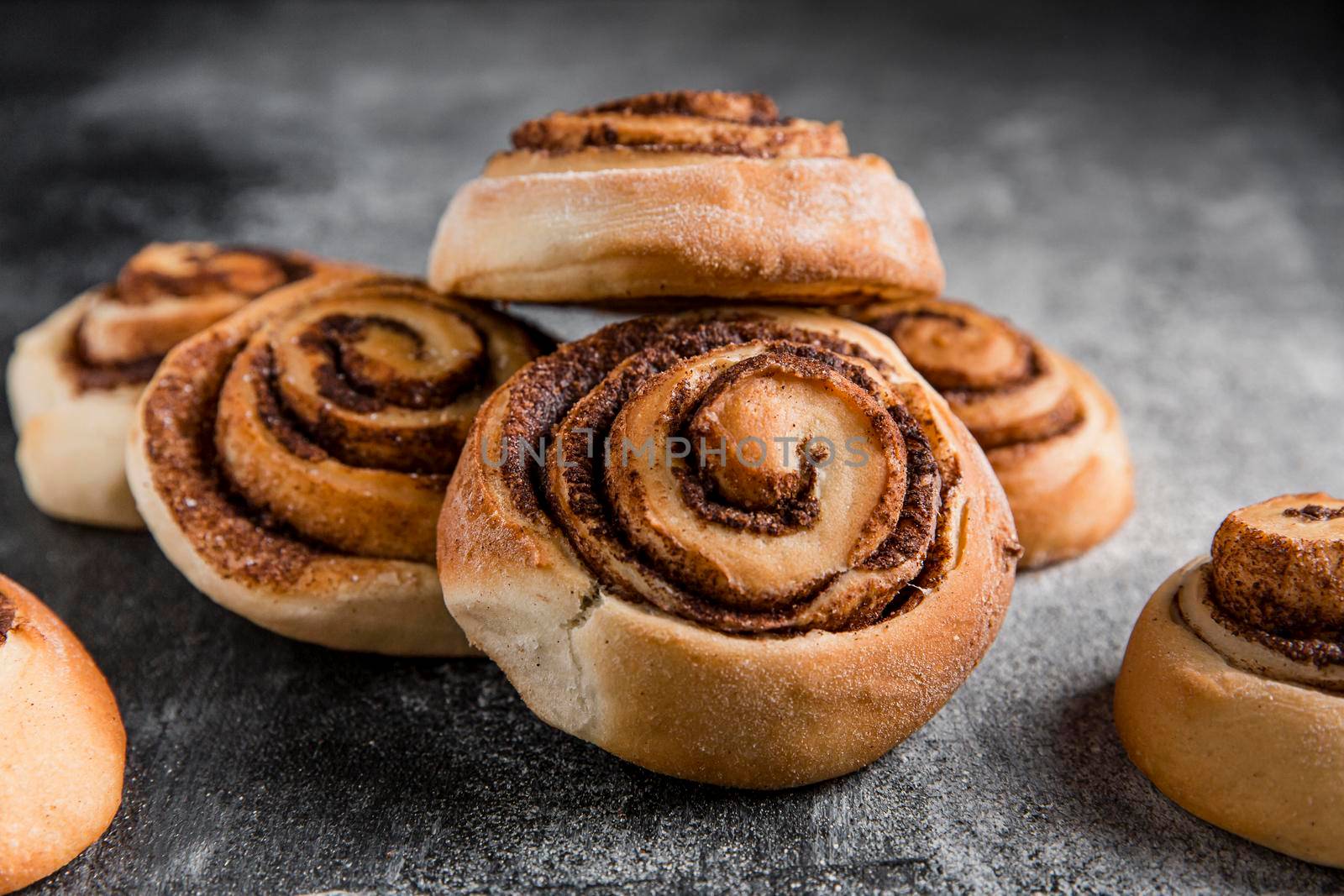 view delicious cinnamon rolls. High resolution photo