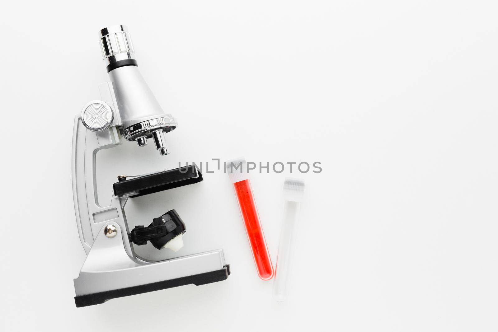 top view microscope test tubes. High resolution photo