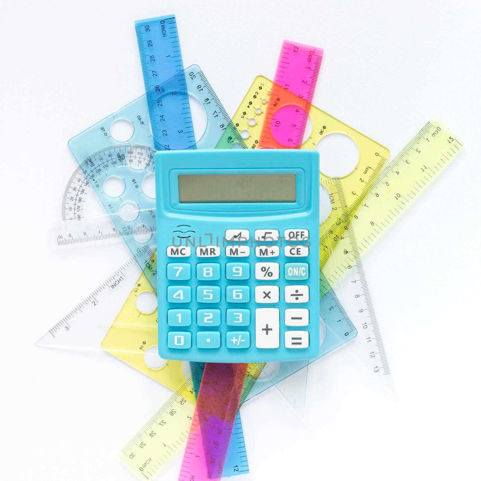 math colourful rulers supplies calculator. High quality photo by Zahard