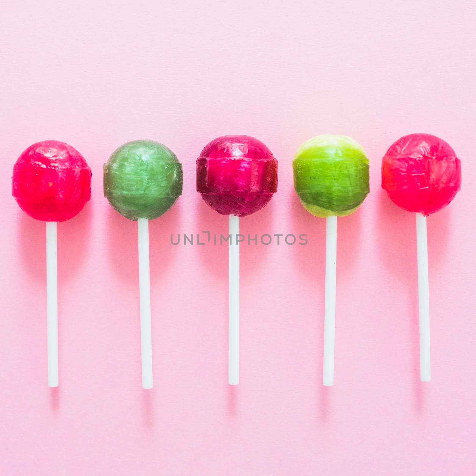 five colorful lollipops. High resolution photo