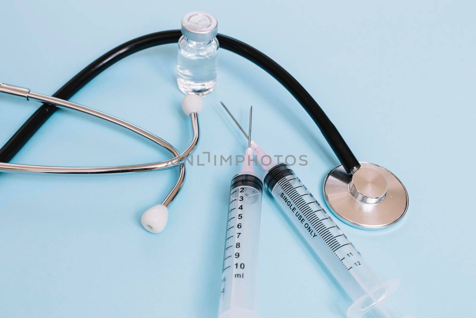 stethoscope syringes. High resolution photo
