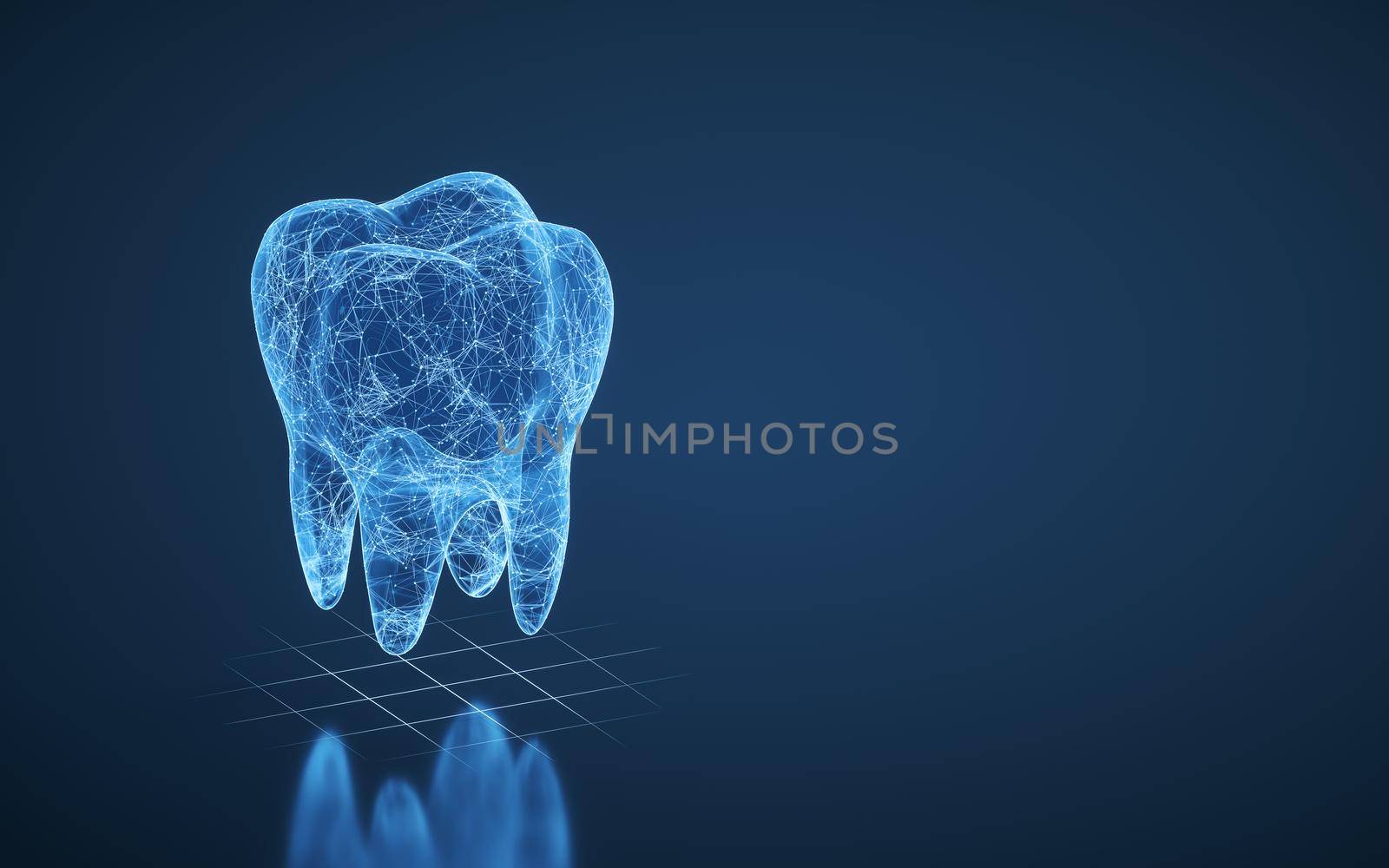 Tooth with blue background, 3d rendering. by vinkfan